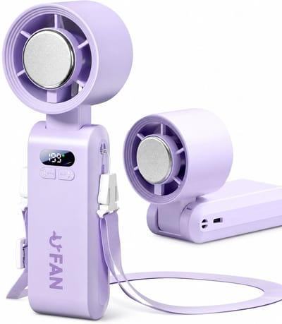 VHV - Ventilator - Handventilator - Mini ventilator - Tafelventilator - Nekventilator - Met Ijsfunctie - 4000mAh Draagbare Mini Ventilator Opvouwbaar - 3-in-1 en met 199 Snelheden - Digitaal Display - Koelventilator voor Reizen en Kantoor - Paars