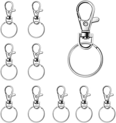 EXCITAT Sleutelhanger - Karabijnhaak - Sleutelhangerring - Draait 360° - Ideaal voor sleutelhangers, doe-het-zelf en knutselen - 10 stuks