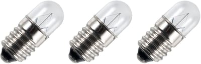 Signaallamp E10 6V 1W - 166 mAh - 3 stuks - T9 Gloeilamp Ø9mm - 23mm - 2500K - Dimbaar
