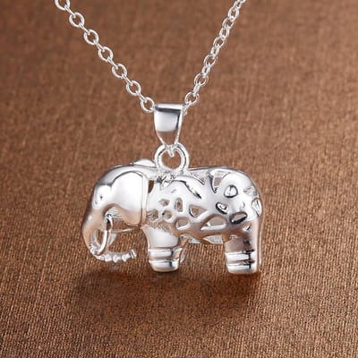 Fijne bedeltjes 925 Zilver Mooie olifant hanger Ketting Voor Vrouwen mode Bruiloft accessoires feest Sieraden cadeaus 45cm 18inches brown