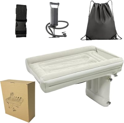 Auto Luchtbed - Opblaasbaar Slaapbed - Reizen - Met Ingebouwde Pomp - 80x50x42cm - Grijs