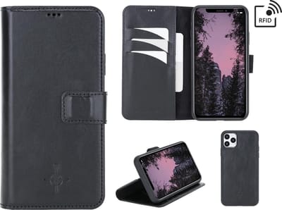 NorthLife Geschikt voor iPhone 11 Pro Max - Leren Afneembare 2-in-1 bookcase telefoonhoes - Zwart