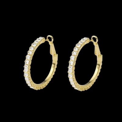 Victoria Valenza Goudkleurige ronde oorbellen met zirkonia stenen – Oorbellen dames – Oorbellen – Oorbellen goud – Gouden oorbellen – Gouden oorbellen dames – zirkonia stenen