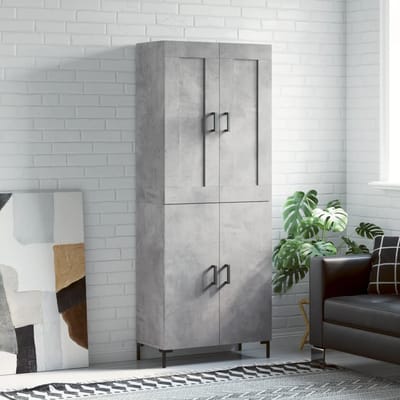 vidaXL - Hoge - kast - 69,5x34x180 - cm - bewerkt - hout - betongrijs