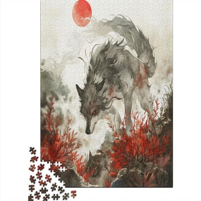Wolf Puzzel voor volwassenen, 1000 stukjes, veeleisende mini-puzzel voor volwassenen, kunstwerk Jigsaw, puzzel voor familie, spel, woondecoratie, 1000 stuks (75 x 50 cm)