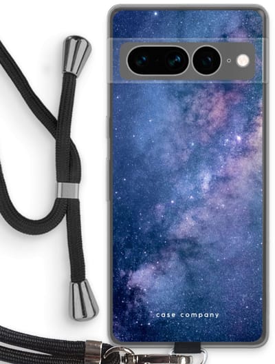 Case Company® - Hoesje met koord geschikt voor Google Pixel 7 Pro hoesje met Koord - Nebula - Telefoonhoesje met Zwart Koord - Bescherming aan alle Kanten en Over de Schermrand