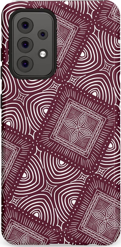 Casetastic Hoesje Geschikt voor Samsung A52 (4G/5G/s) - Stijlvolle Beschermende Duo-layer Case - Bohemien Rood Design