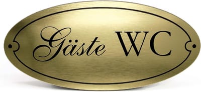 Toiletbord Gasten - Gasten wc bord - Aankondiging toilet - Zelfklevend gegraveerd - 15 x 7 cm - Goud
