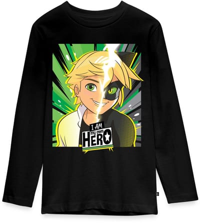 Miraculous I Am My Own Hero Adrien Cat Noir Premium T-Shirt Tiener Lang