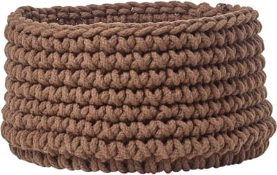 Homescapes Gebreide opbergmand, 100% katoen bruin - 37 x 21 cm