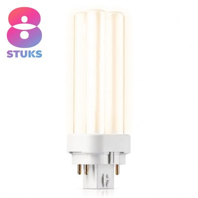 8x Stick Spaarlamp G24q-1 - 13W - Warm Wit Licht (3000K) - 925 lm - 13 jaar - Niet Dimbaar - PL-C / Dulux D D/E 4-Pin