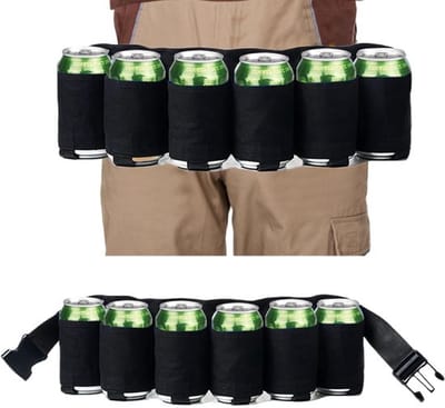 Bierriem Draagbaar voor 6 Blikjes - Verstelbare Sluiting - Lichtgewicht Oxford Doek - Schuur/Scheurbestendig - Perfect voor Festivals/Camping - Bierhouder