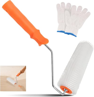 Air Vent Roller 23 cm met Antifoomfunctie, 13 mm Tanden, Inclusief Handschoenen voor Vloerbedekking en Oppervlakteafwerking