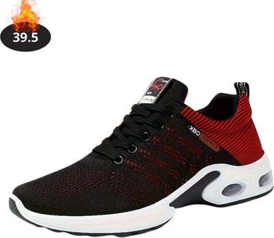 Livano Schoenen Heren - Sneakers - Comfortabel - Sportief - Casual - Volwassen - Zwart/Rood - Maat 39.5