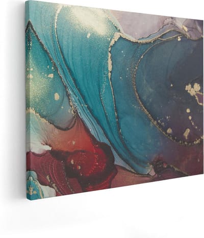 Artaza Canvas Schilderij Abstracte Kunst - 50x40 cm - Muurdecoratie Woonkamer - Wanddecoratie Marmer Look - Kamer Accessoires Goud