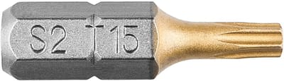 Graphite Bit Torx T15, 25mm, S2 Tin, 2 Op Een Blister