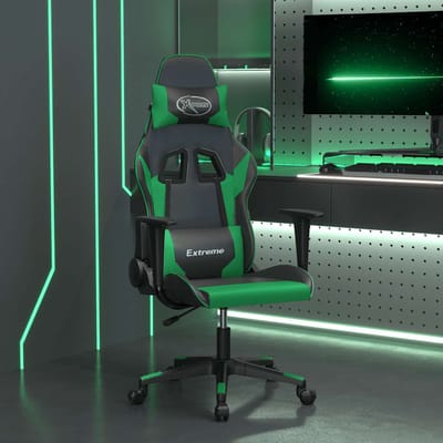 vidaXL - Massage - gamestoel - kunstleer - zwart - en - groen
