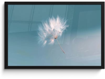 Poster in lijst - Fotolijst 60x40 cm - Posters - Paardenbloempluisje - Blauw - Lucht - Posterlijst zwart - Decoratie - Wanddecoratie woonkamer - Muurdecoratie slaapkamer