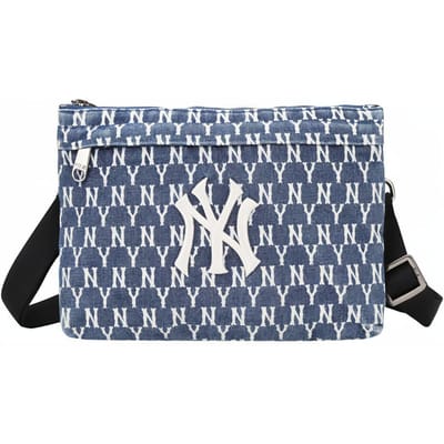 MLB Vintage Bloemen NY Yankees Rits Schoudertas Unisex Schoudertas Denim-Blauw 32BGDX011-50U Denim Blue
