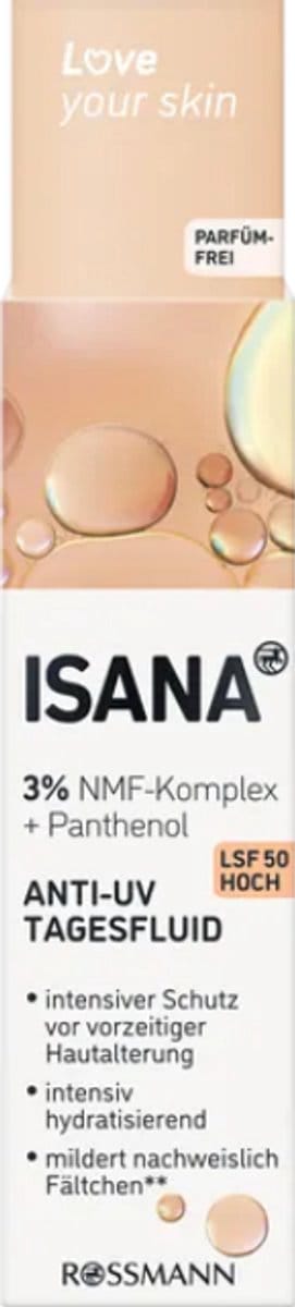 ISANA Anti-UV Vloeibare Dagcrème SPF 50 - Hydraterende Dagcrème - Tegen Huidveroudering & Rimpels - 50ml