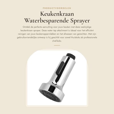 Dailygoods- Keukenkraan Waterbesparend - Kraan Opzetstuk - Mengkraan - Spraykop - G1/2 Aansluiting - 10 x 5,3 cm
