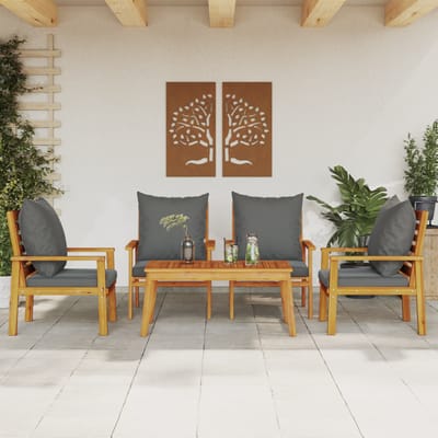 vidaXL - 5-delige - Loungeset - met - kussens - massief - acaciahout