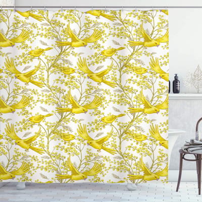 ABAKUHAUS Douchegordijn Lente – 175x200 cm – Geel