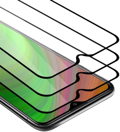 Cadorabo 3x Screenprotector geschikt voor Xiaomi RedMi 9 Volledig scherm pantserfolie Beschermfolie in TRANSPARANT met ZWART - Getemperd (Tempered) Display beschermend glas in 9H hardheid met 3D Touch