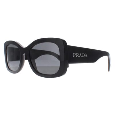 Prada PRA08S 1AB5S0 zwarte donkergrijze zonnebril