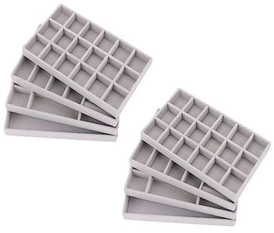 AIRZSNRY Set of 8 Drawer Jewellery Organizers, Velvet Jewellery Insert Box, Stackable, Stackable Accessories for Chest of Drawers (Grey)