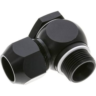 26x19mm & G1'' Aluminium L-Vorm Knelfitting Buitendraad 10bar Kunststof en Polyamide