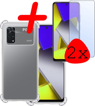 Hoesje Met Screenprotector - 2 Stuks - Geschikt voor Xiaomi Poco X4 Pro 5G - Sterk & Shockproof - Siliconen Case - Back Cover - Telefoon Hoes - Shock Proof - Transparant