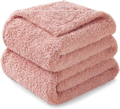 Exclusivo Mezcla Deken, Knuffeldeken Fleece Dekentje voor Bank, Superzachte en Warme Sofahoeslakens Woondeken, 230x270 cm, Roze
