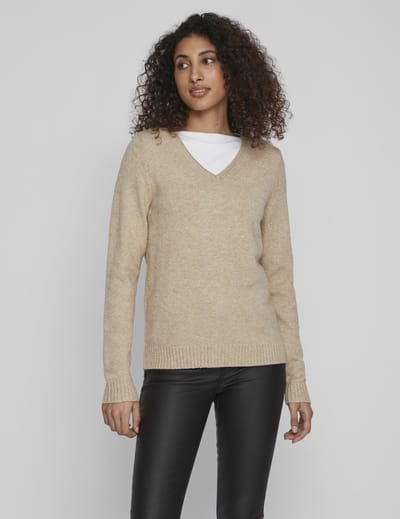 Vila Ril V-Neck L/S Knit Top Dames Trui - Maat XS