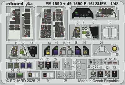 Eduard Modelbouwdecoratie - FE1590 Zoom Set voor Lockheed Martin F-16I Sufa - Photo-etch