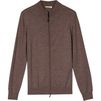 Thomas Maine Vest Fine Merino Full 2-Way Zip Single Knit Taupe / male