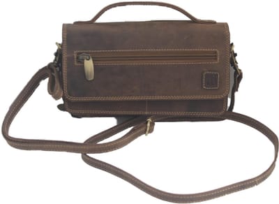 Oi Hunter bruin lederen schoudertasje met handvat / portemonneetasje met ruimte voor telefoon / All-in-one tasje en portemonnee met ruimte voor mobiel / overslagtasje / beveiligd tegen skimmen / bruin leer / 322H