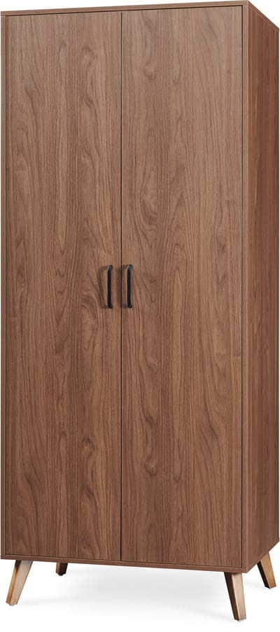 Kledingkast Norg met 2 deuren en 1 opbergvak 191x80x52 cm walnootkleurig [en.casa]