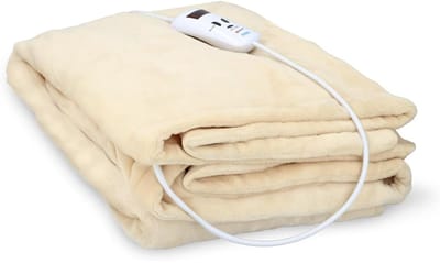 Fleece Blanket - Soft Plaid - Heated Blanket - {size} - Beige