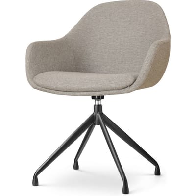 Nolon Nola-Mae Eetkamerstoel Draaibaar Warm Grijs - met Armleuning - Stof - Zwart Onderstel - Design - Scandinavisch - Comfortabel
