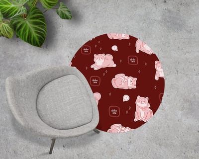 Coloray Vloerbeschermer - Kersenkleurige Shiba Inu hond Stoel Mat - 100x100 cm - Rood Bureau Stoel Mat - Vloerbeschermer PVC - PVC Vloerbeschermer - Ronde Mat - Dieren Thema