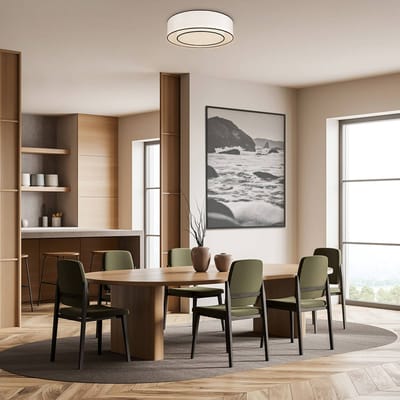 Maytoni plafondlamp Bergamo, wit/zwart, linnen, Ø 52 cm