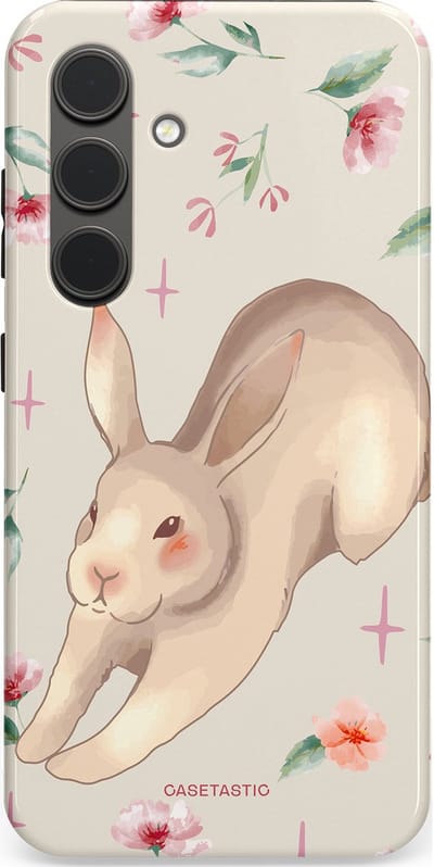 Casetastic Hoesje Geschikt voor Samsung S24 - Stijlvolle Beschermende Duo-layer Case - Lief konijntje