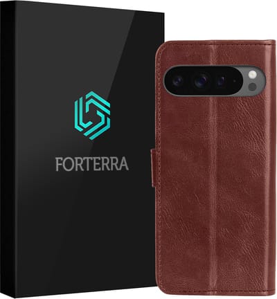 Hoesje Geschikt voor Google Pixel 10 Pro - Luxe Bookcase - Walletcase Hoes - Portemonnee - Cover - Bruin