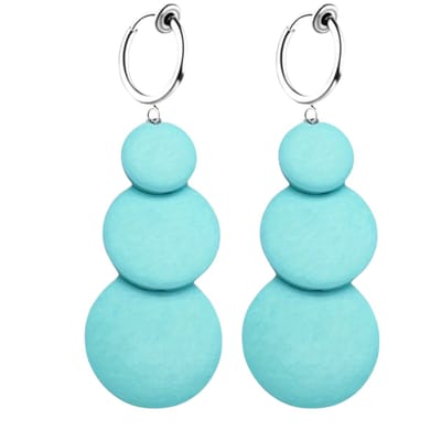 Klem oorbellen oceaanblauw hout Pixi- Geen gaatje- lang- Charme Bijoux