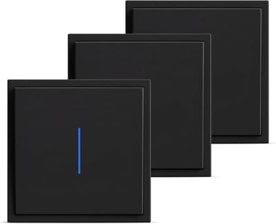 Lichtschakelaar Inbouw - Wandcontact - Verlichting Bediening - Met Led Indicator - 80x80 mm - Zwart