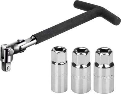 Set van 5 universele bougiesleutels van 16 mm, 18 mm en 21 mm voor auto en motorfiets, matte zwarte gereedschap