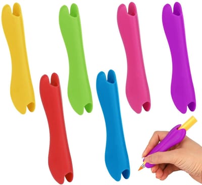 Dailygoods- Potloodgreep Ergonomisch - Siliconen Houders - Schrijfhulp - 6 Stuks - Antislip - Geschikt voor Rechts- en Linkshandig Gebruik