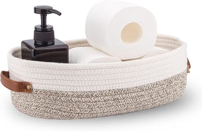 Daity 1 stuk - Opbergmand - Opbergmand voor Organisatie - Geweven Decoratieve Mand voor Aanrecht - Voor Toilet Tank Top Plank Mand met Handvat