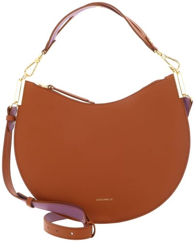 COCCINELLE Leren schoudertas Sunup Handbag Double Grainy Leather Crab / Jellyfish Lichtbruin